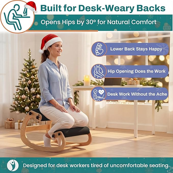 NYPOT Ergonomic Kneeling Chair with Adjustable Seats - Knee Chair for Posture Correction & Kneel Rocking Stool for Desk - Back Pain Relief for Home and Office, Supports 250 pounds - 5 Years Warranty