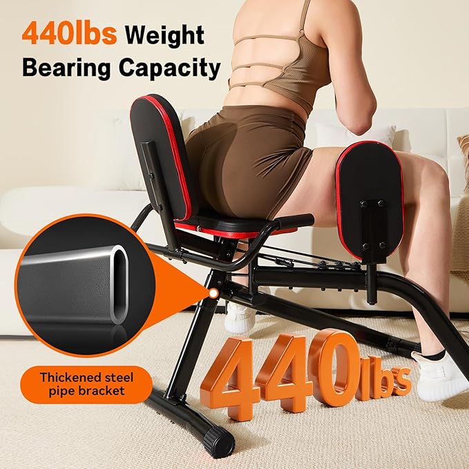 ERGOLIFE 6 Resistances Hip Abduction Machine for Home Office Inner Thigh Exercise Equipment Glute Training Machine for Sedentary/Postpartum Recovery