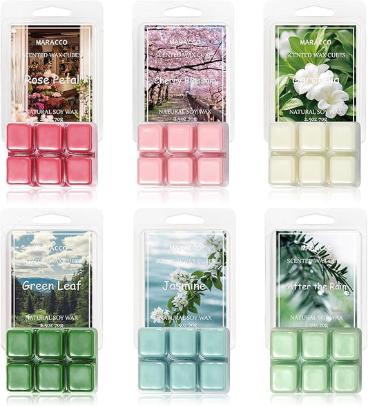 Spring & Summer Scented Wax Melts, Soy Wax Cubes for Wax Warmer, Flower and Leaf Scented Wax Melts, 6 x2.5oz