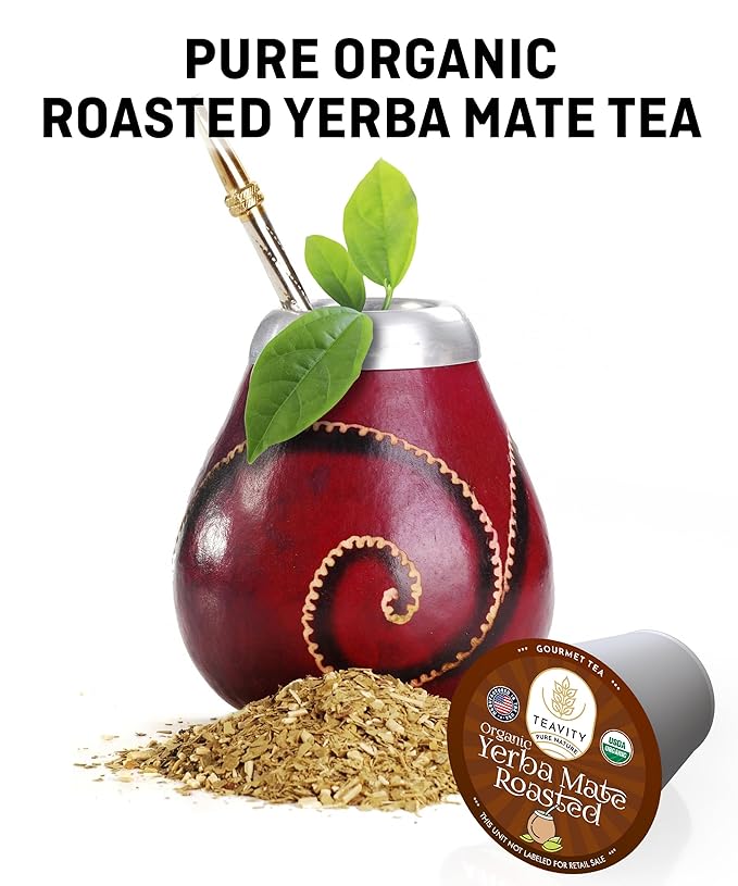 Organic Yerba Roasted Mate Tea Pods for Keurig by Teavity (24 Tea Pods)