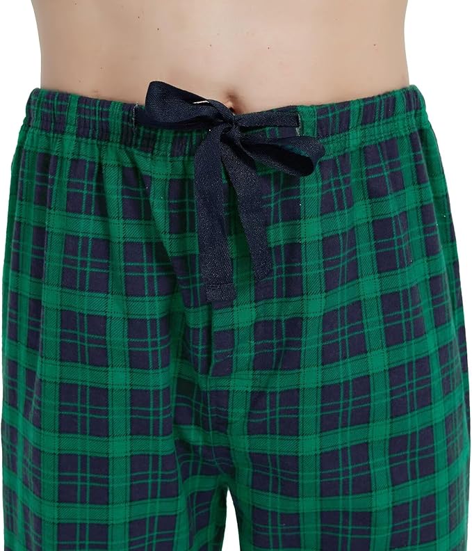 GLOBAL Men's Pajamas Sets 100% Cotton Flannel Sleepwear Long-Sleeve top & Bottom