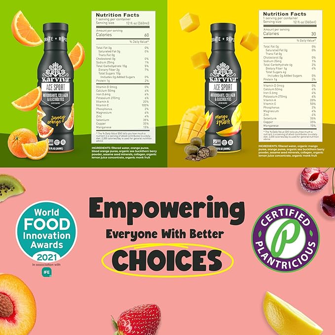 Karviva Organic Detox Juice Cleanse & Immunity Boost, Ancient Remedies for Gentle Detox & Restore Digestion, Prebiotics, Vitamin C, D & Marine Collagen, Low-Sugar, Gluten-Free, 1 to 3 Day Use, (6 BPA-Free Bottles, 12 oz Each)