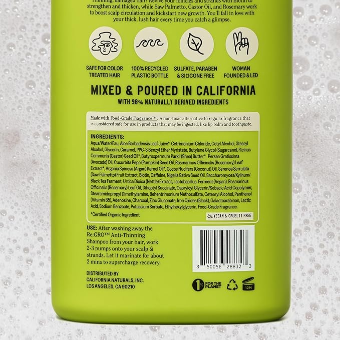 California Naturals Re:GRO Hair Conditioner, Anti-Thinning & Hair Growth Support, All Hair Types, Vegan, Natural, Cruelty Free, Silicone, Paraben & Sulfate Free Conditioner for Women & Men, 16.5 oz