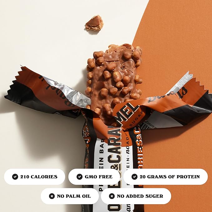 Barebells Protein Bars Cookies and Caramel - 24 Bars (2 Packs of 12), 20g High Protein Treats - Chocolate Nutrition Bar with 1g Total Sugars - On-The-Go Breakfast or Post-Workout Snack