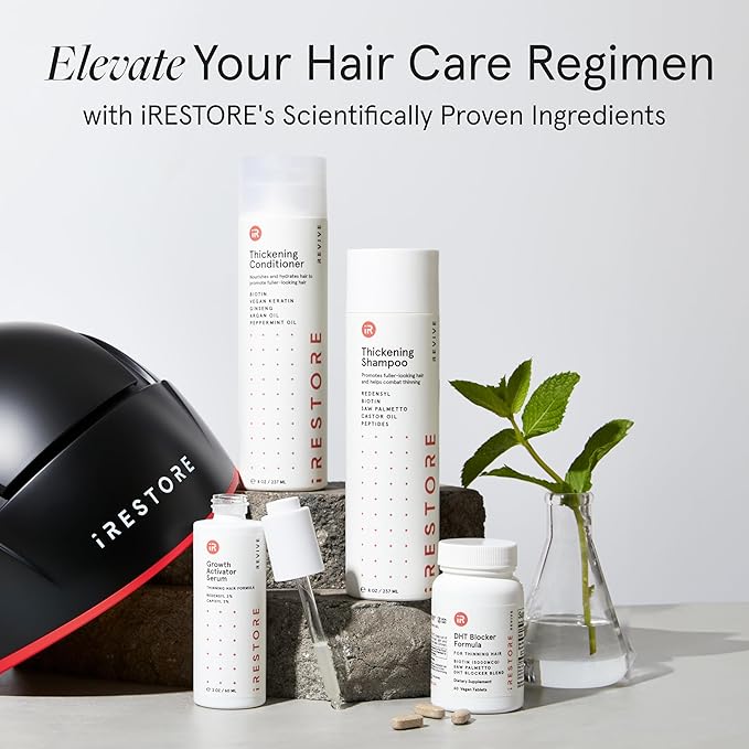 iRESTORE Biotin Hair Conditioner for Damaged Dry Hair - Good for Fine Hair Growth, Volumizing Thickening Conditioner with Ginseng & Argan Oil to Moisturize, Pair With Hair Loss Shampoo