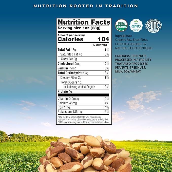 CROP BY POP - Organic Raw Brazil Nuts (16 Oz - 1 LB) Packed Fresh in Resealable Bag - USDA Organic, Non GMO - Naturally Grown, Vegan, Kosher