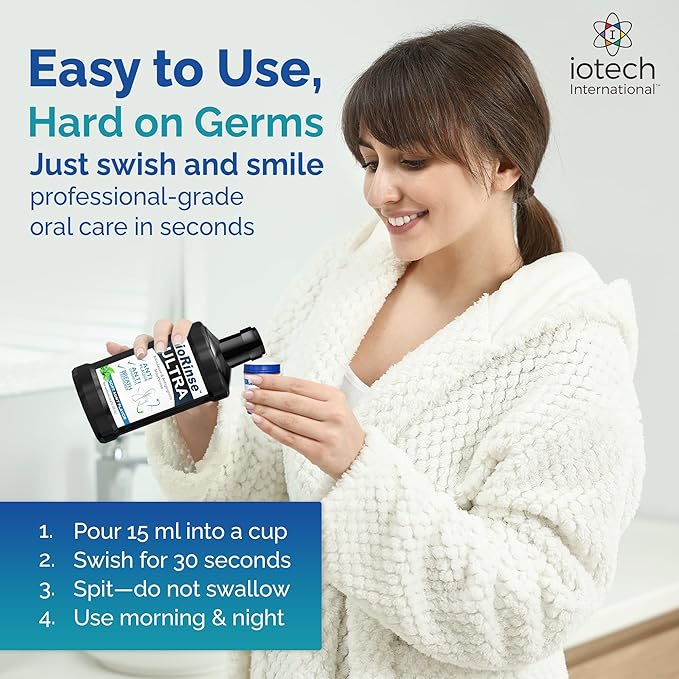 ioRinse Ultra: The Most Dentist-Recommended Periodontal Rinse & Gum Mouthwash of its Kind. Fights Gingivitis, Bleeding Gums, Dental Plaque & Bad Breath. With Molecular Iodine & Xylitol. No Alcohol. 1L