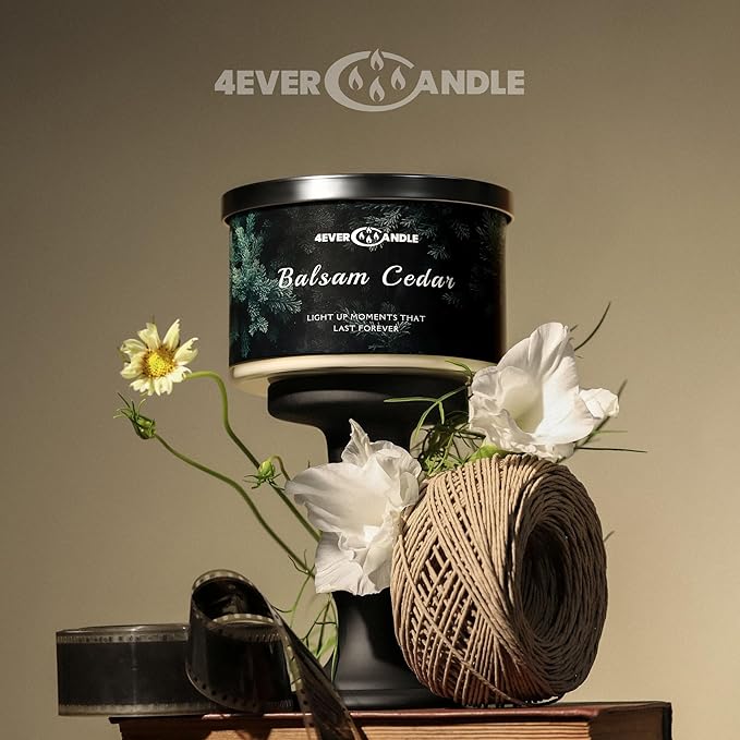 Balsam Cedar Scented Candles, 18oz Soy Candles Non Toxic 4-Wick Large Candle Jars, Over 50 Hours of Burning Time, Ideal for Gifting, Events, Home Decor