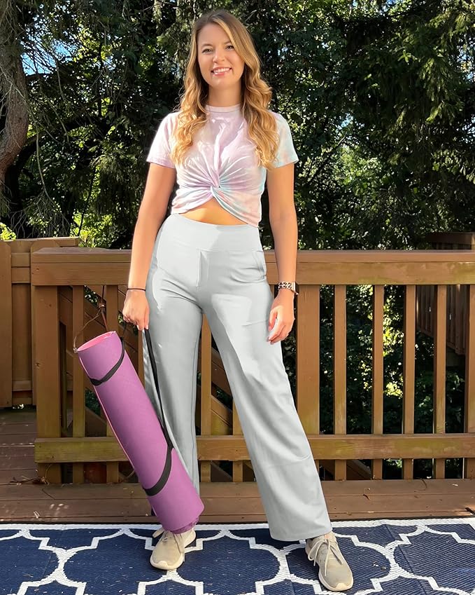 G4Free Yoga Pants Women Wide Leg Pants with Pockets High Waist Stretch Dress Casual Sweatpants Petite/Regular/Tall