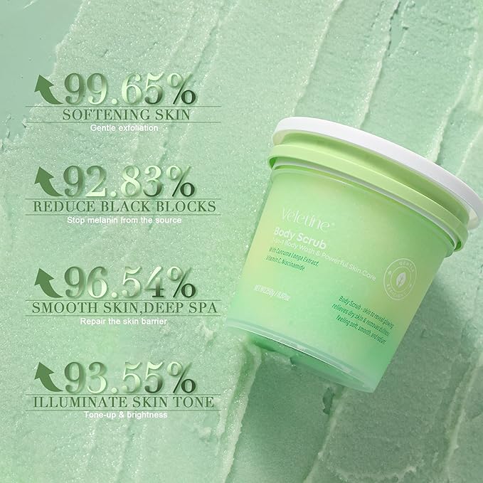 Tumeric Body Scrub Exfoliator With Vitamin C,Niacinamide,PHA,Bikini and Underarm Exfoliating Scrub,Gently Deep Cleaning & Moisturizing,Including Sensitive Skin 250g(Yellow Green)