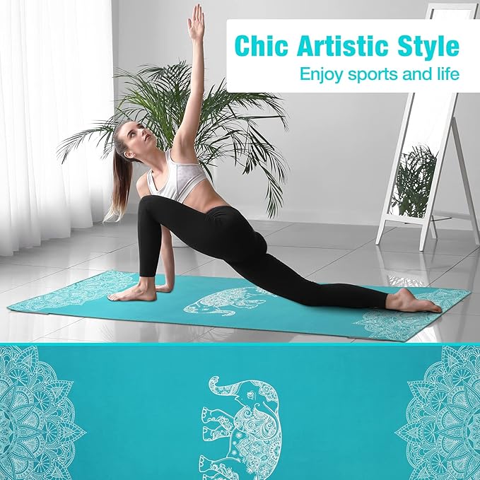 MoKo Yoga Towel, Non Slip Hot Yoga Blanket Printing Pattern Quick Dry with Corner Pocket for Bikram, Pilates, Gym Workout, Outdoor Picnic