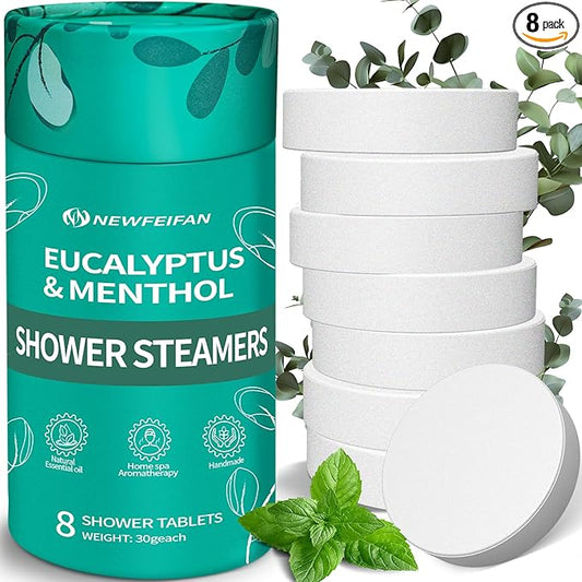Shower Steamers Aromatherapy 8 Pack Christmas Stocking Stuffers for Teen Girls Women Men, Organic Eucalyptus & Menthol Essential Oil, White Elephant Gifts Spa Relaxing, Travel Essentials Aromatherapy