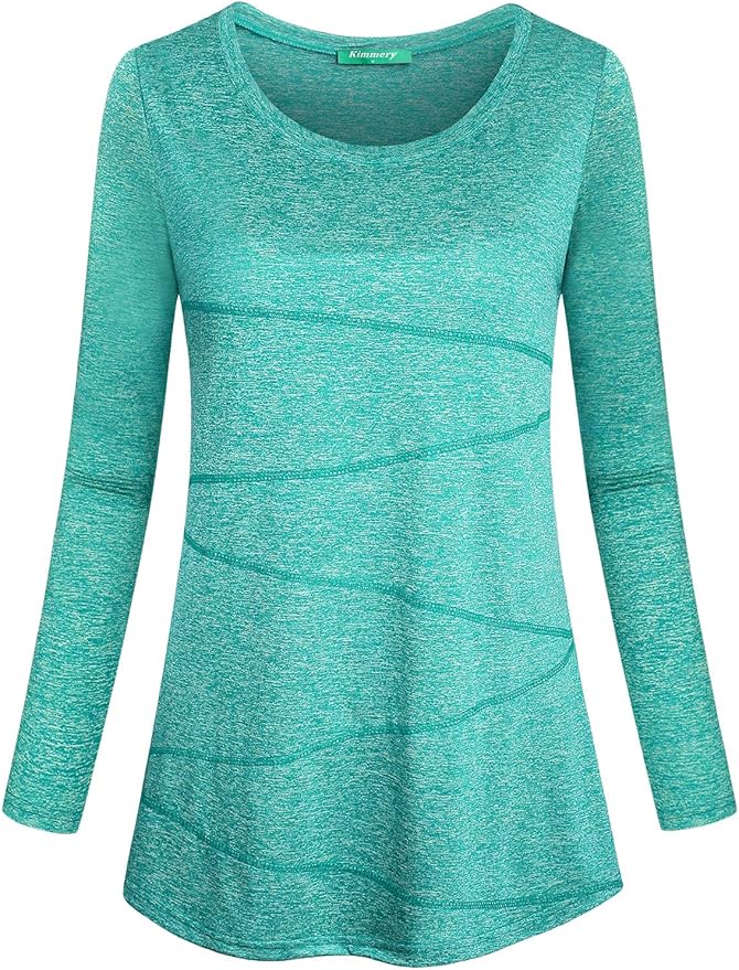 Kimmery Workout Tops for Women Long Sleeve Shirts for Women Quick Dry Line Decor Yoga Tops Sizes S-3XL