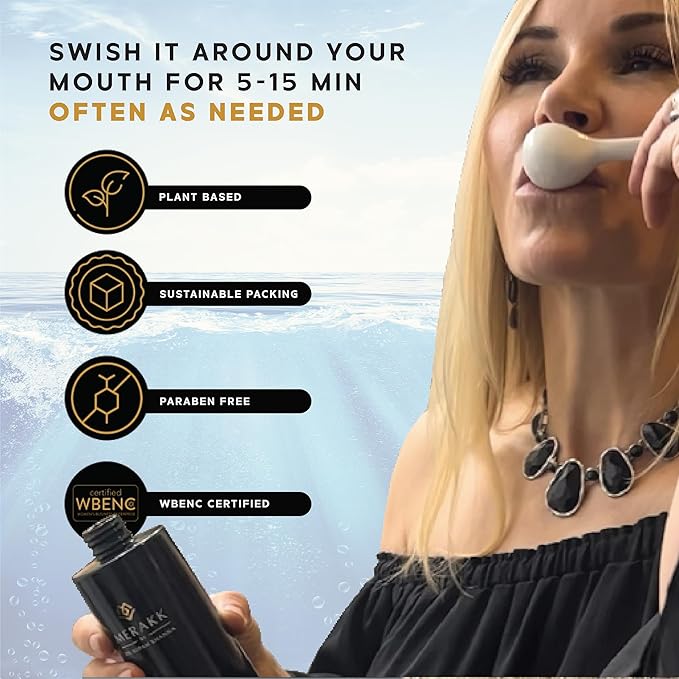 Merakk Coconut Oil Pulling for Teeth and Gums - Ayurvedic Coconut Pulling Oil for Teeth and Gums w/Clove & Grape Seed Oil - Whitening Oil Pulling Mouthwash - Oil Pulling Oral Rinse - 10 Sachets, 10ml