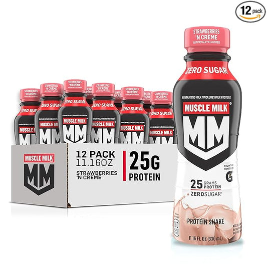 Muscle Milk Genuine Shake, Strawberry, 11.16 Fl Oz Bottles (Pack of 12)