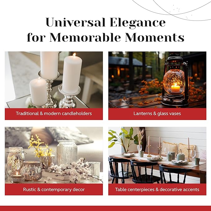 Unscented Pillar Candles - Set of 4 Vanilla Candles - 3x6 Slow Burning Candles for Weddings & Table Centerpieces - Large Pillar Candles, PARNOO