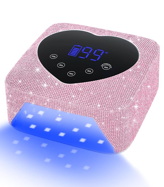 UV Light for Nails, 74W Cordless Rechargeable UV Nail Lamp, Fast Nails Dryer Curing Lamp for Salon & Home, Gel Nail Polish UV Light with 5 Timer Setting, Touch Control & Auto Sensor