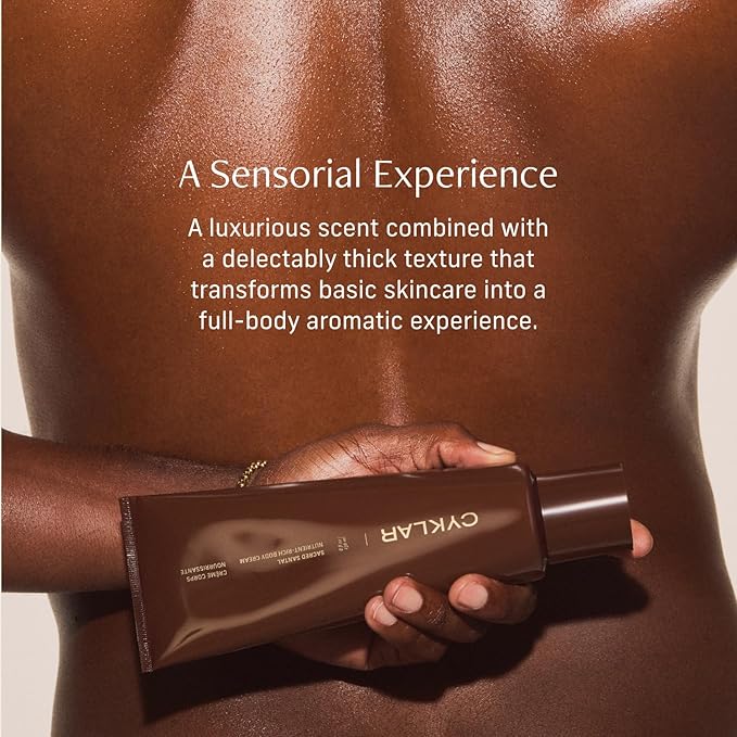 CYKLAR Nutrient Rich Body Cream. Sacred Santal Nourishing Moisturizer with Niacinamide and Banana Flower Extract. Deep Hydration, Thick Body Lotion, Dry Skin Cream for Women and Men, 8 Fl Oz