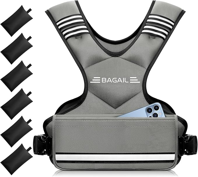 BAGAIL Adjustable Weighted Vest, 4-10lb/12-18lb/20-32lb Rucking Vest for Women & Men with 6 Weights & Large Pocket, Weight Vest for Home Workouts, Running, Walking and Strength Training