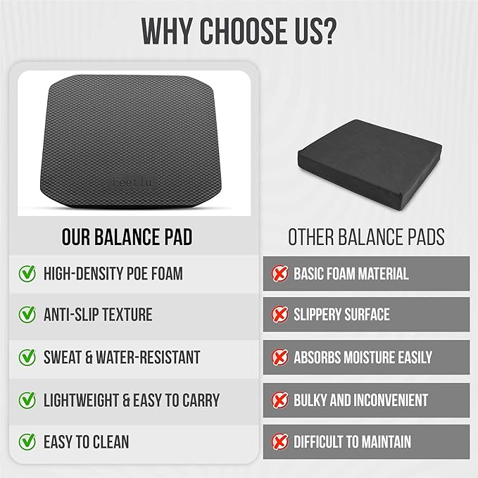 Balance Pad – Premium POE Foam, Non-Slip Stability Pad for Physical Therapy, Yoga, Core Training & Rehab