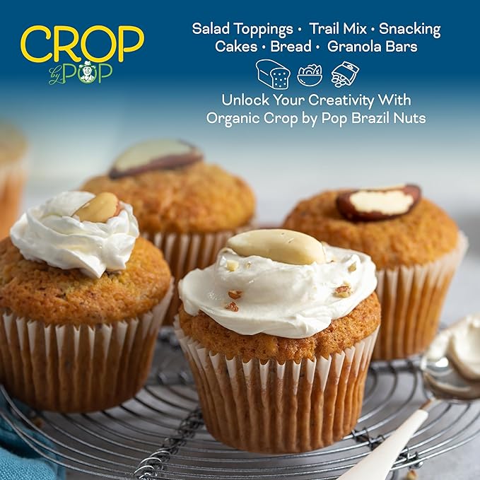 CROP BY POP - Organic Raw Brazil Nuts (8 Oz - 1 LB) Packed Fresh in Resealable Bag - USDA Organic, Non GMO - Naturally Grown, Vegan, Kosher