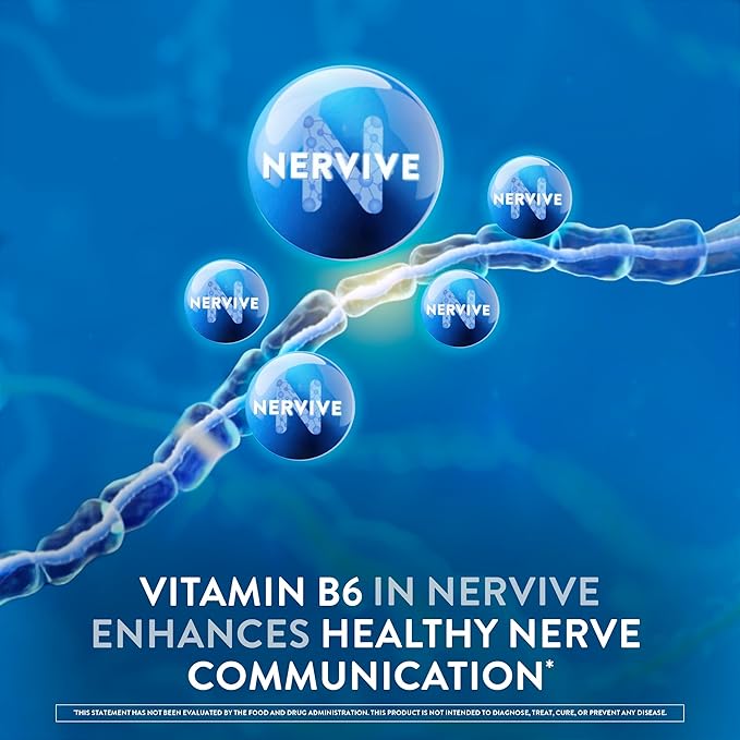 Nervive Nerve Health, with Alpha Lipoic Acid, to Fortify Nerve Health and Function in Fingers, Hands, Toes, & Feet*, and Support Healthy Circulation, ALA, Vitamins B12, B6, & B1, 60 Tablets