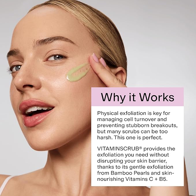 CLEARSTEM - VITAMINSCRUB - Antioxidant-Infused Scrub Cleanser - Exfoliating Face Wash + Body Scrub - Vitamin C, Hemp, Bamboo - Skin Care Products - Gluten Free, Cruelty Free - 6 fl oz / 180ml