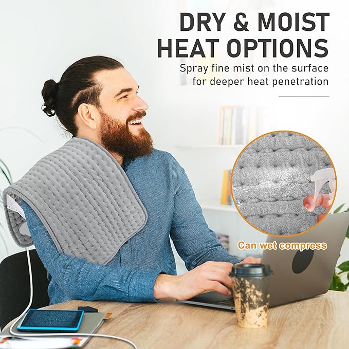 Large Heating Pad,OCSOSO Extra Large Heating Pad for Back Pain Relief Electric Heating for Period Cramps Knee Leg Pain Relief Moist/Dry Heat 10 Heat Setting (24"×12")