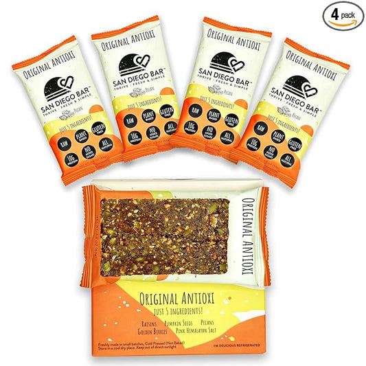 San Diego Bar | Raw, Vegan, Gluten & Soy Free Nutrition Meal Bar with No Added Sugars - 10g Protein from Only 5 All Natural Whole Food Ingredients. Pecan + Pumpkin Seeds (2.22 Oz Energy Bars, 4 Pack)