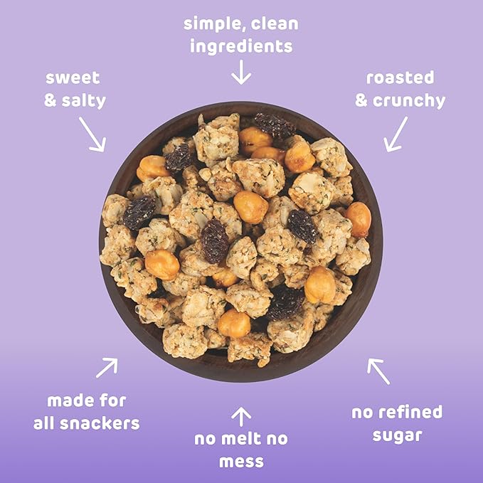 Absurd Snacks Chickpea & Granola Crunch Mix, Nut-Free, Gluten-Free, Plant-Based, Good Source of Protein & Fiber, Top-9 Allergen Free Snack Mix - 2-Pack (5 ounce, 3.5 servings) (Rosemary Sea Salt)