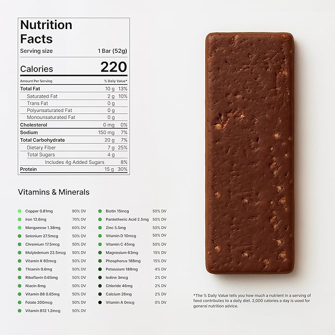 Novos Longevity Meal Bar - Salted Chocolate Crunch - 15g Protein Bar, 5 Longevity supplements, 20 Superfoods, Seed Oil Free, Targets Causes of Aging, Skin, Mind and Mood Support, Vegetarian, 12-Pack