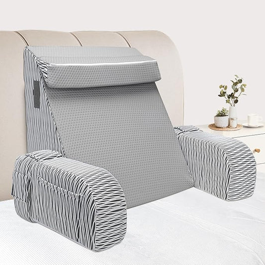 Reading Pillow for Sitting in Bed Adult - Back Pillow for Bed Sitting up, Backrest Support Pillow for Lounging/Reading/Gaming/Resting/Watching TV, Bedrest, Stripe