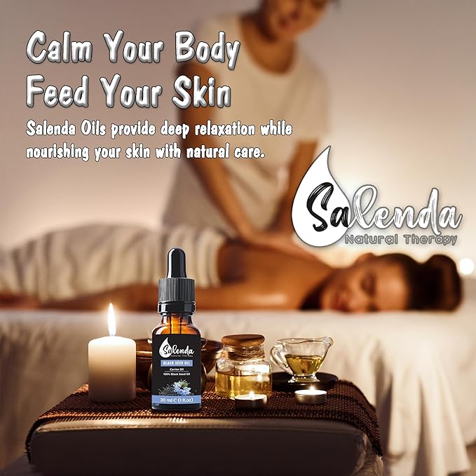 Black Seed Oil by Salenda - 100% Pure Natural Cold Pressed, High Thymoquinone, Supports Immune, Skin Conditions, Nigella Sativa Black Cumin Seed Oil - 1 Fl Oz (30 ml)