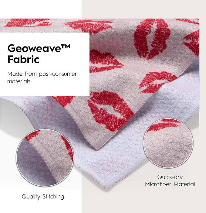 GEOMETRY Kitchen Towels - Quick Dry Microfiber Cloth Dish Towels for Kitchen Drying - Premium Quick Dry Towel Valentines Gifts for Mom - Crush