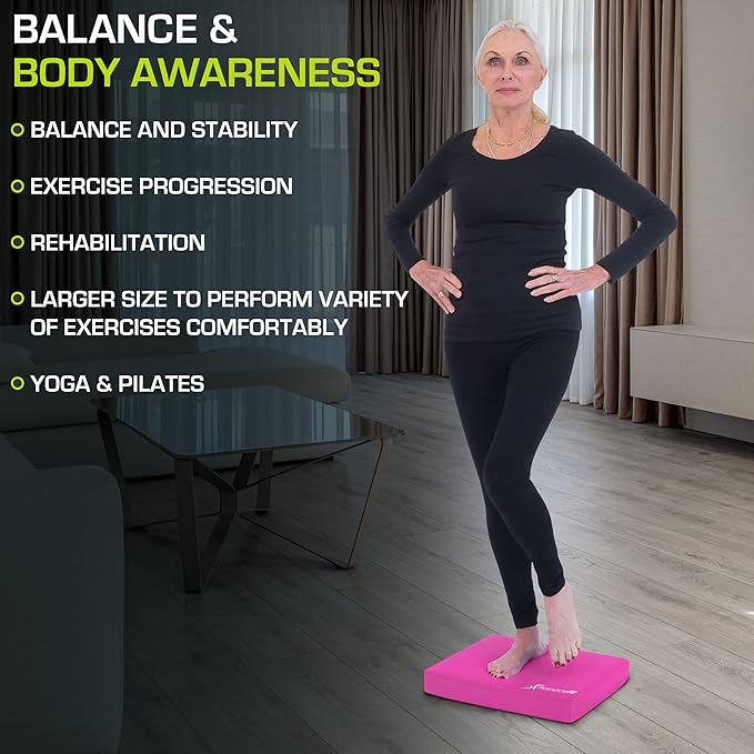 ProsourceFit Exercise Balance Pad – Non-Slip Cushioned Foam Mat & Knee Pad for Fitness and Stability Training, Yoga, Physical Therapy 15.5”x12.75”