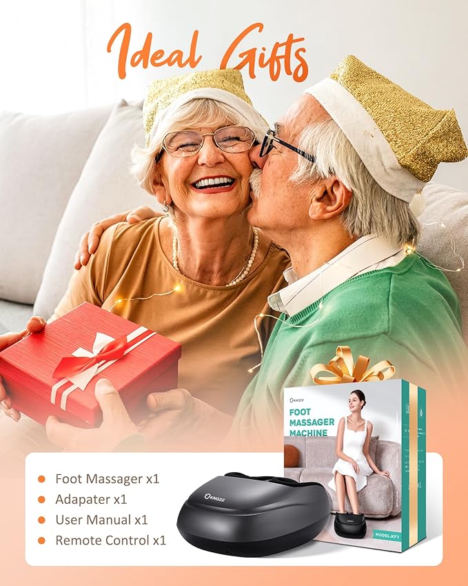 Shiatsu Foot Massager Machine with Heat & Remote, 2025 Upgraded Deep Kneading Feet Massager for Plantar Fasciitis & Neuropathy, 3 Heat Levels, Multi-Mode Massage, Auto-Off Timers, Gifts for Women Men