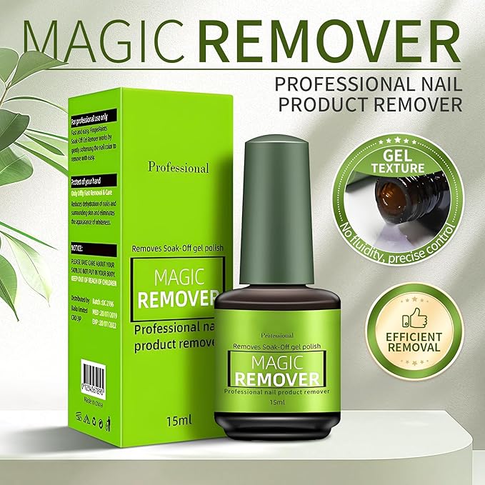 Gel Nail Remover,3PCS Magic Gel Remover for Nails,Professional Gel Polish Remover,No Need to Soak or Wrap,Quickly and Easily removedor de gel para uñas - 15ml