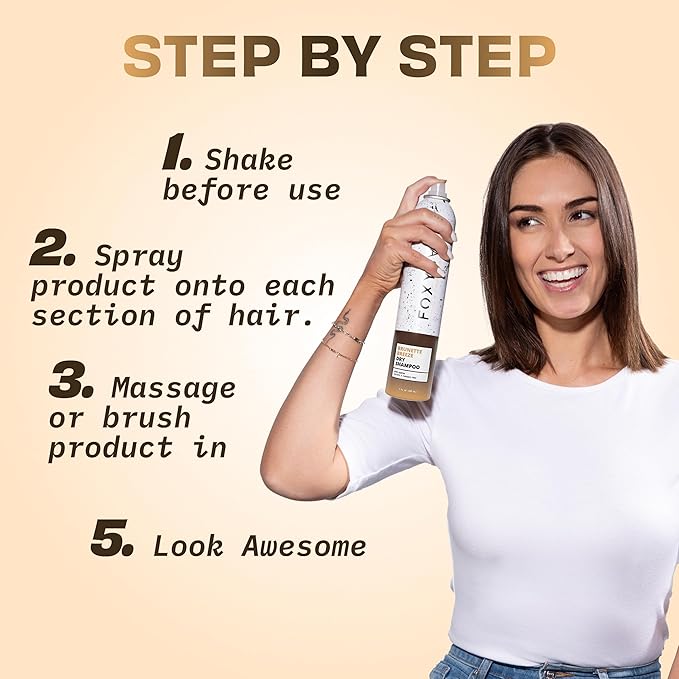 FoxyBae Brunette Breeze Dry Shampoo – Biotin-Infused Refreshing Spray for Dark & Brunette Hair – Volumizing, Deodorizing & Sulfate-Free Formula – 7 fl oz