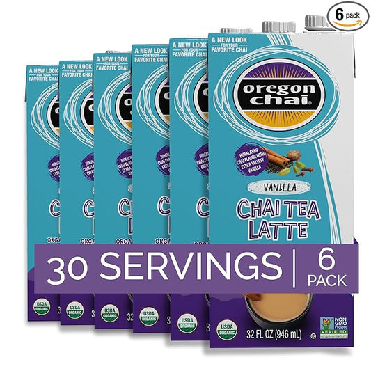 Oregon Chai Vanilla Chai Concentrate, 32 Fluid Ounce (Pack of 6)