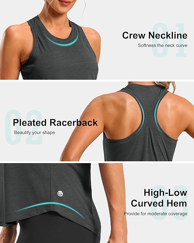 G Gradual Women's Workout Tank Tops Racerback Athletic Yoga Tops Loose Fit Sleeveless Running Gym Sports Shirts for Women