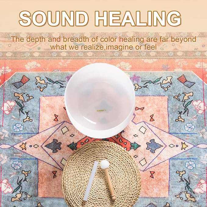 Singing Bowls 432hz C Note 8-Inch Crystal Singing Bowl With A Free Mallet And O-Ring For Sound Healing, Meditation, Yoga, and Sound Baths