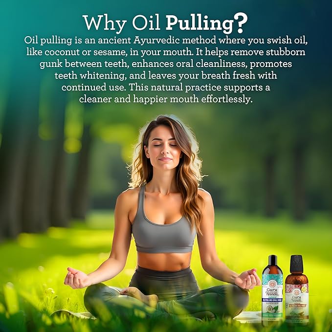 GuruNanda Ultimate Happy Gums Duo, with Alcohol & Flouride-Free Cocomint & Ashwagandha Oil Pulling, Ayurvedic Oral Care for Happy Gums & Fresher Breath