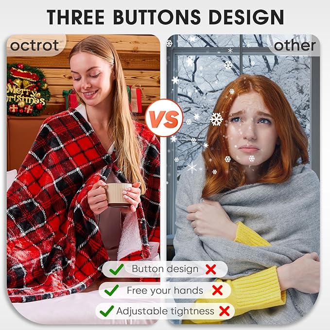 Heated Electric Blanket Full Size,72X84 Heating Blanket,Red Plaid Soft Sherpa Blankets Warmer Gift for Grandma Women Adult,Fast Heating Washable,ETL