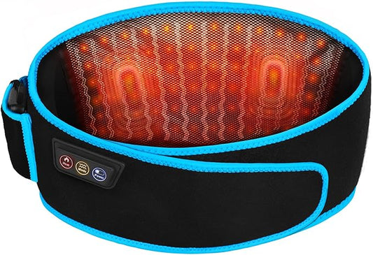 SHINE WELL Cordless Red Light Therapy Massage Belt with 3 Heat Levels and Vibrating, Lower Back Massager FSA HSA Eligible,Battery Powered Back Massager, Fathers Day Gift for Dad