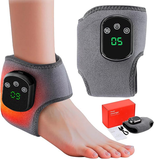 Emesak Portable 3-in-1 Foot and Ankle Massager with Heat, USB Rechargeable Ankle Heating Pad, 5 Heat Levels, 3 Vibration Modes for Home/Office/Travel