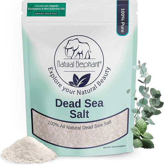 Natural Elephant Dead Sea Eucalyptus Mint Bath Salt - Bathing and Foot Soak for Energizing and Refreshing 100% Pure with Organic Eucalyptus Mint Essential Oil Medium Coarse Grain (5 lb (80 oz) Bag)