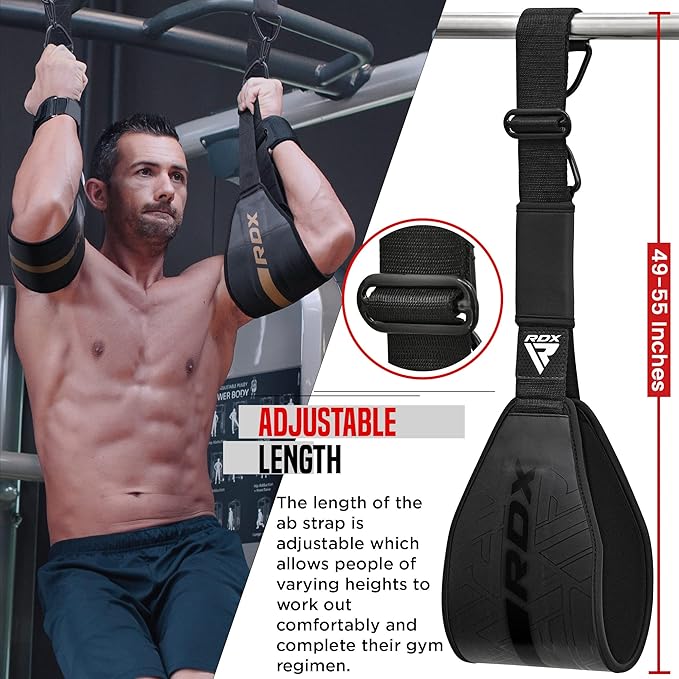 RDX AB Straps for Pull Up Bar Hanging (Pair), Maya Hide Leather, Abdominal Muscle Building Padded Arm Support Slings with D-Ring Strap, Leg Raise Exercise Fitness Workout Strength Training, Men Women
