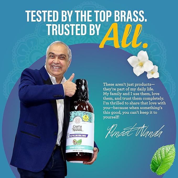 GuruNanda Family Complete Oral Care Set – The Ultimate Routine with Oil Pulling, Toothbrush, Toothpaste, Tongue Scraper, Floss Picks, Mouthwash & Whitening Strips