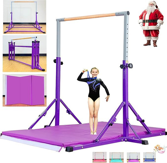 Gymnastic Bar for Kid and Teenage Ages 3-25, 5 FT / 6 FT Base Length, 5 FT / 6 FT Height, Gymnastic Kip Bar Horizontal Bar for Gymnast, Gymnastic Training Equipment for Home and Club Use