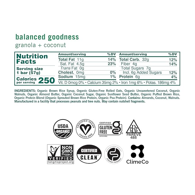 GoMacro MacroBar Organic Vegan Snack Bars - Granola + Coconut (2.0 Ounce Bars, 12 Count)